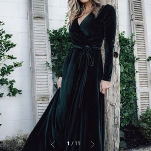🌿 Baltic Born Jada Emerald Ribbed Velvet Wrap Dress 🌿